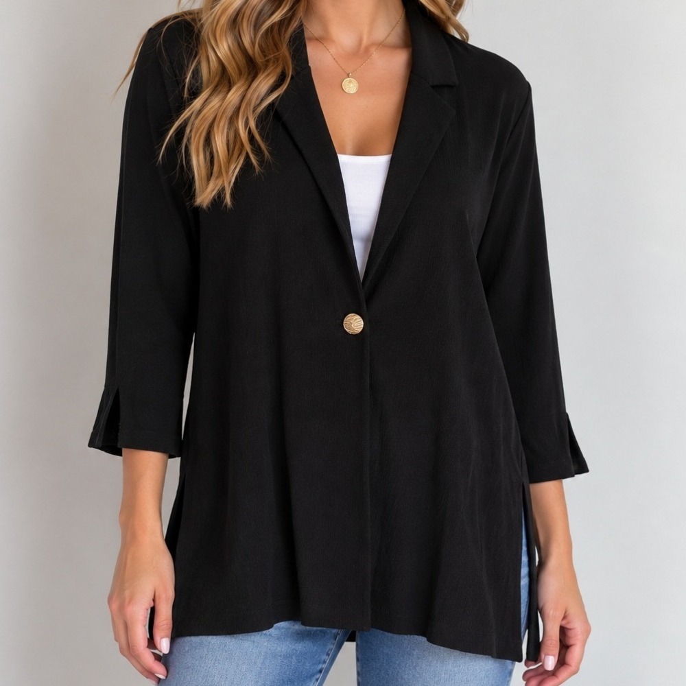 Ming Wang Knit Button Blazer Quiet Luxury Dark Academia Old Money Professional